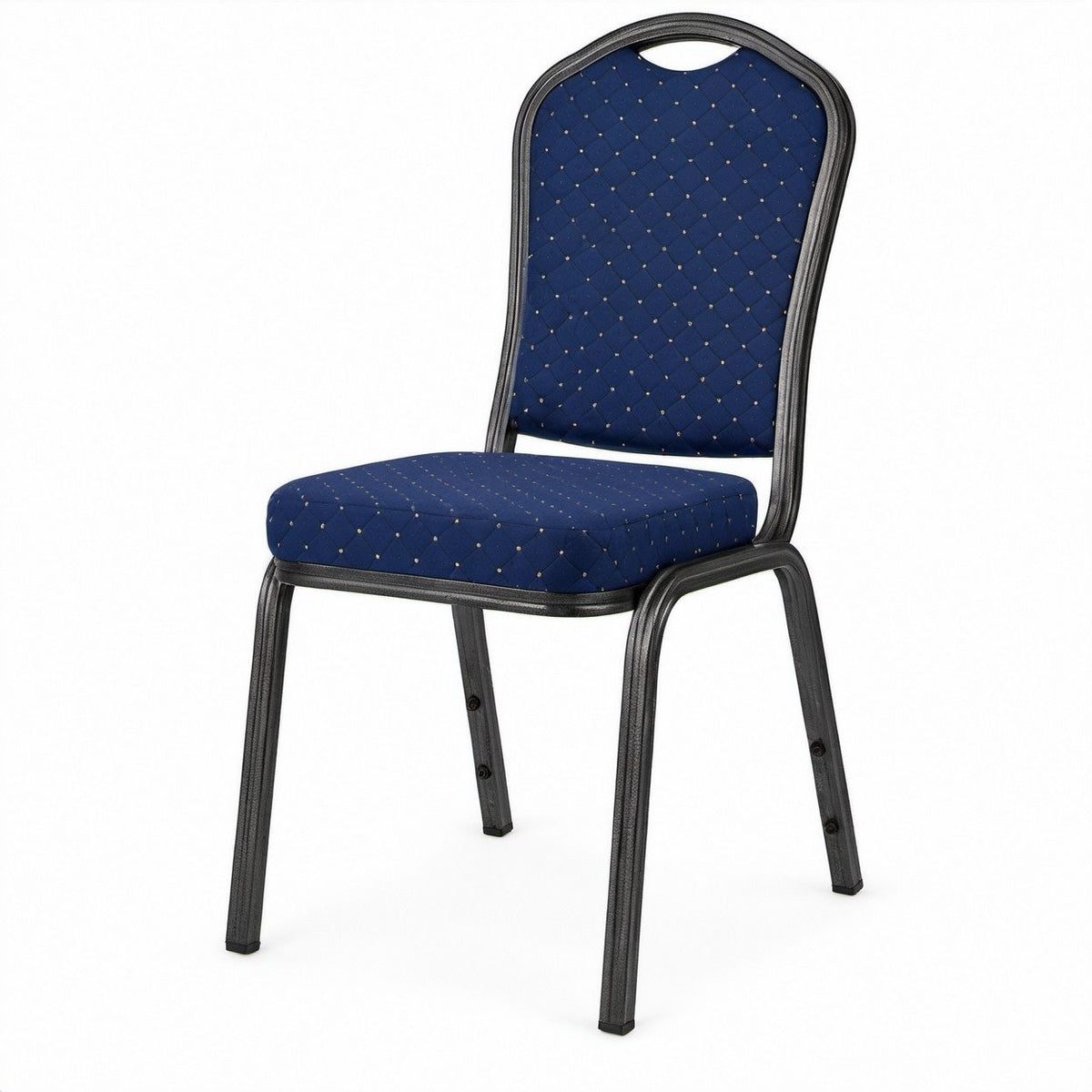 Sedia impilabile con schienale arcuato trapuntato Blu/Nero, 44 x 55 x 93 cm