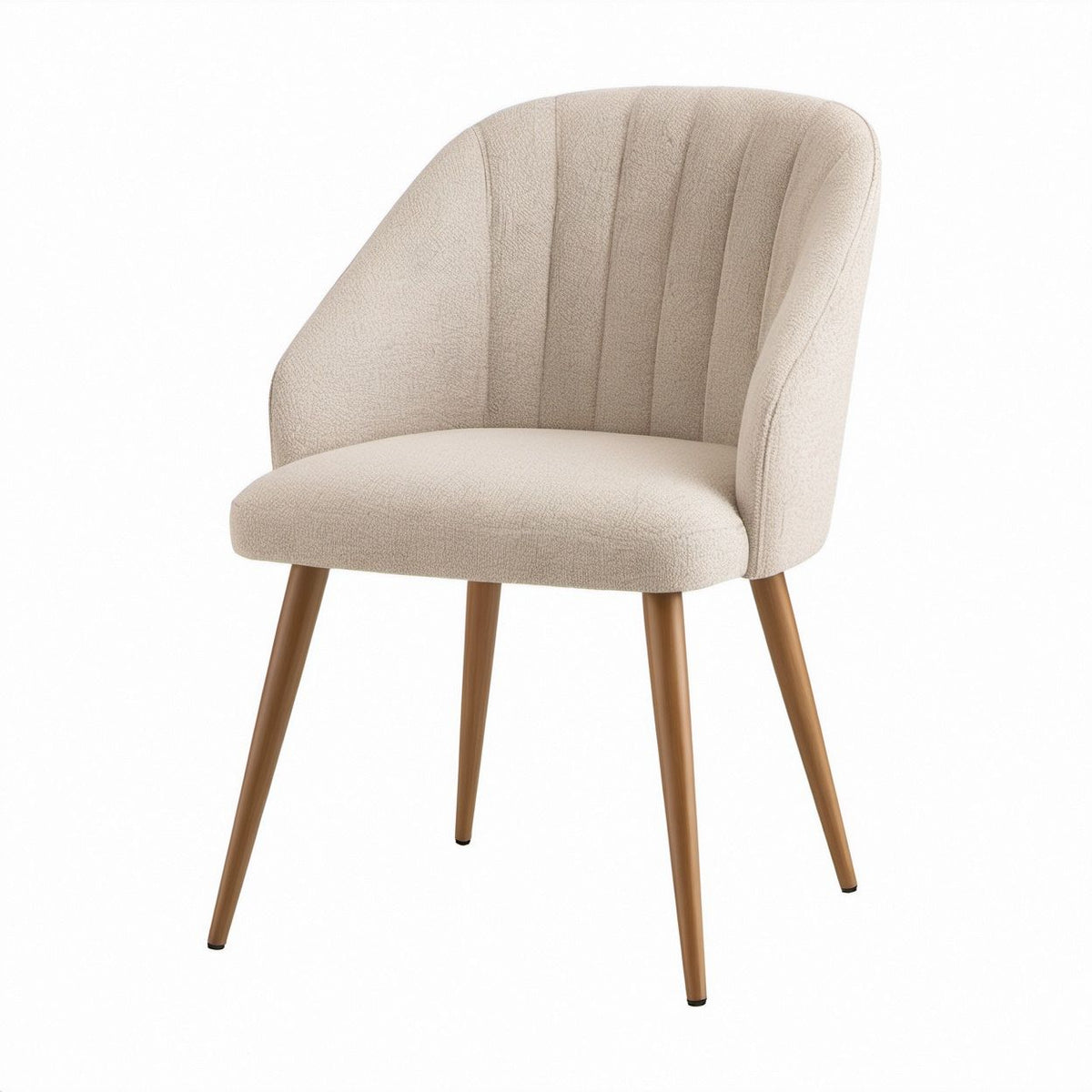 Sedia da pranzo imbottita beige perla con gambe marrone chiaro, 56 x 60 x 84 cm