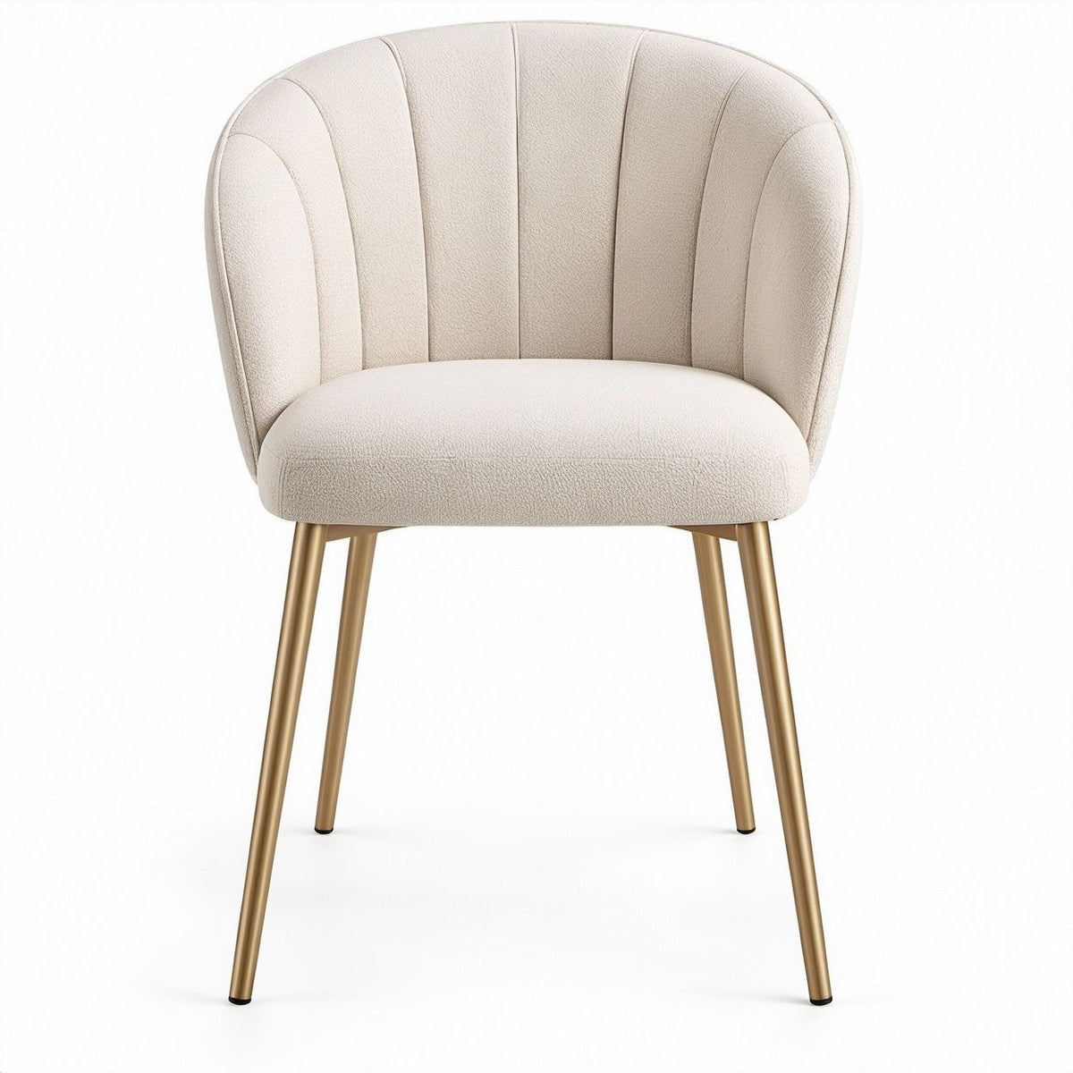 Sedia imbottita beige in tessuto bouclé con gambe color oro, 58 x 60 x 80 cm