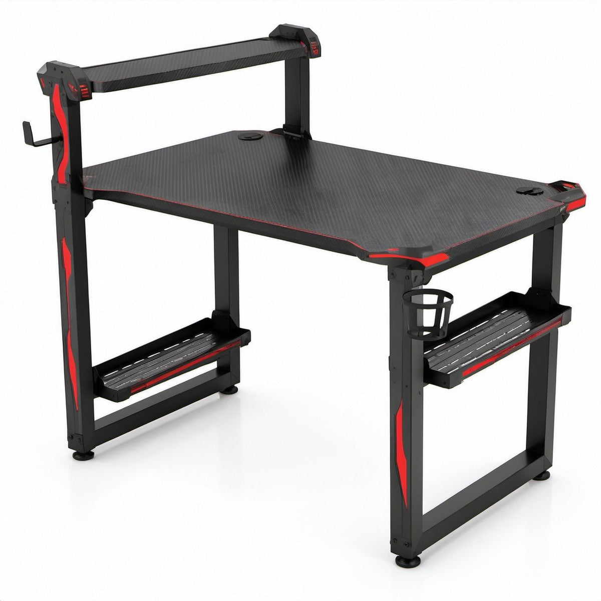 Scrivania da gaming nera e rossa in acciaio e MDF, 120 x 60 x 105 cm