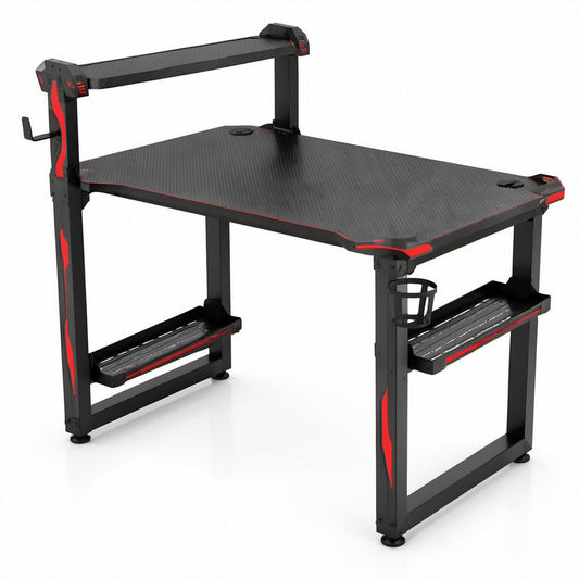 Scrivania da gaming nera e rossa in acciaio e MDF, 120 x 60 x 105 cm