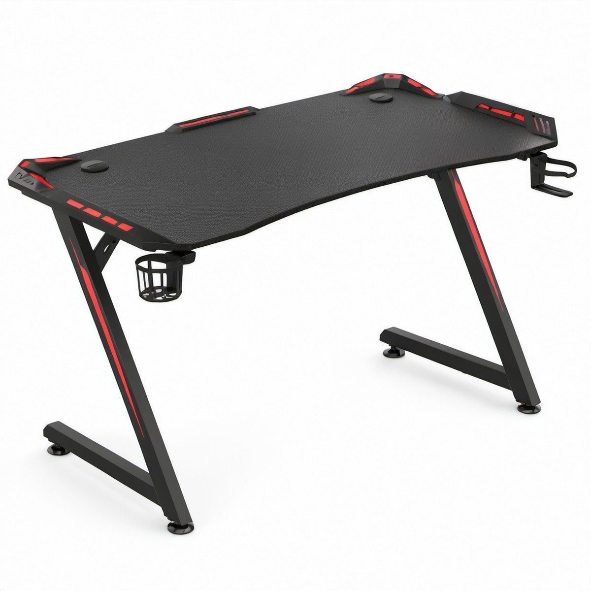 Scrivania gaming rettangolare nera e rossa in acciaio e MDF, 120 x 60 x 75 cm