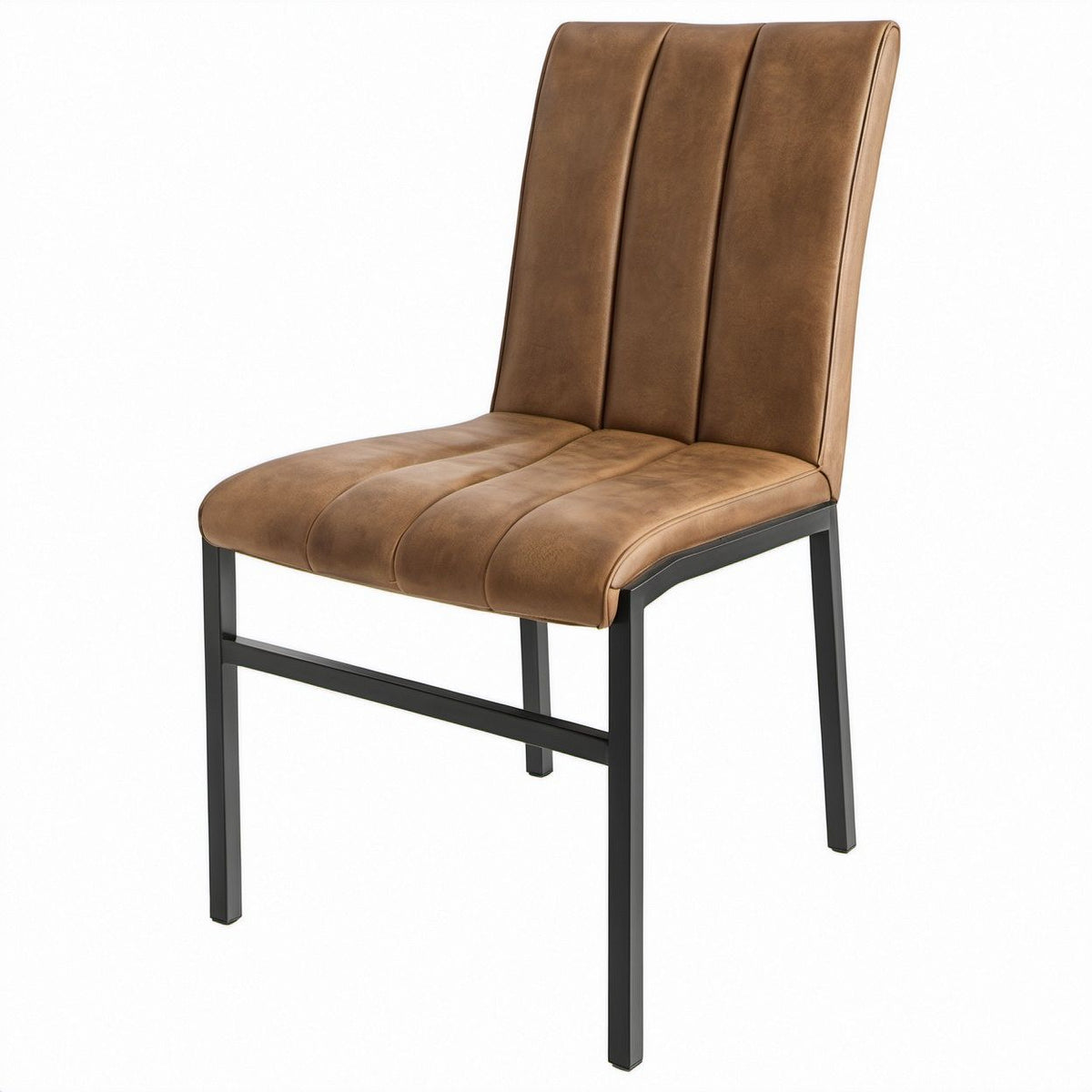 Sedia da pranzo marrone e nera in microfibra con struttura in acciaio, 46 x 59 x 99 cm