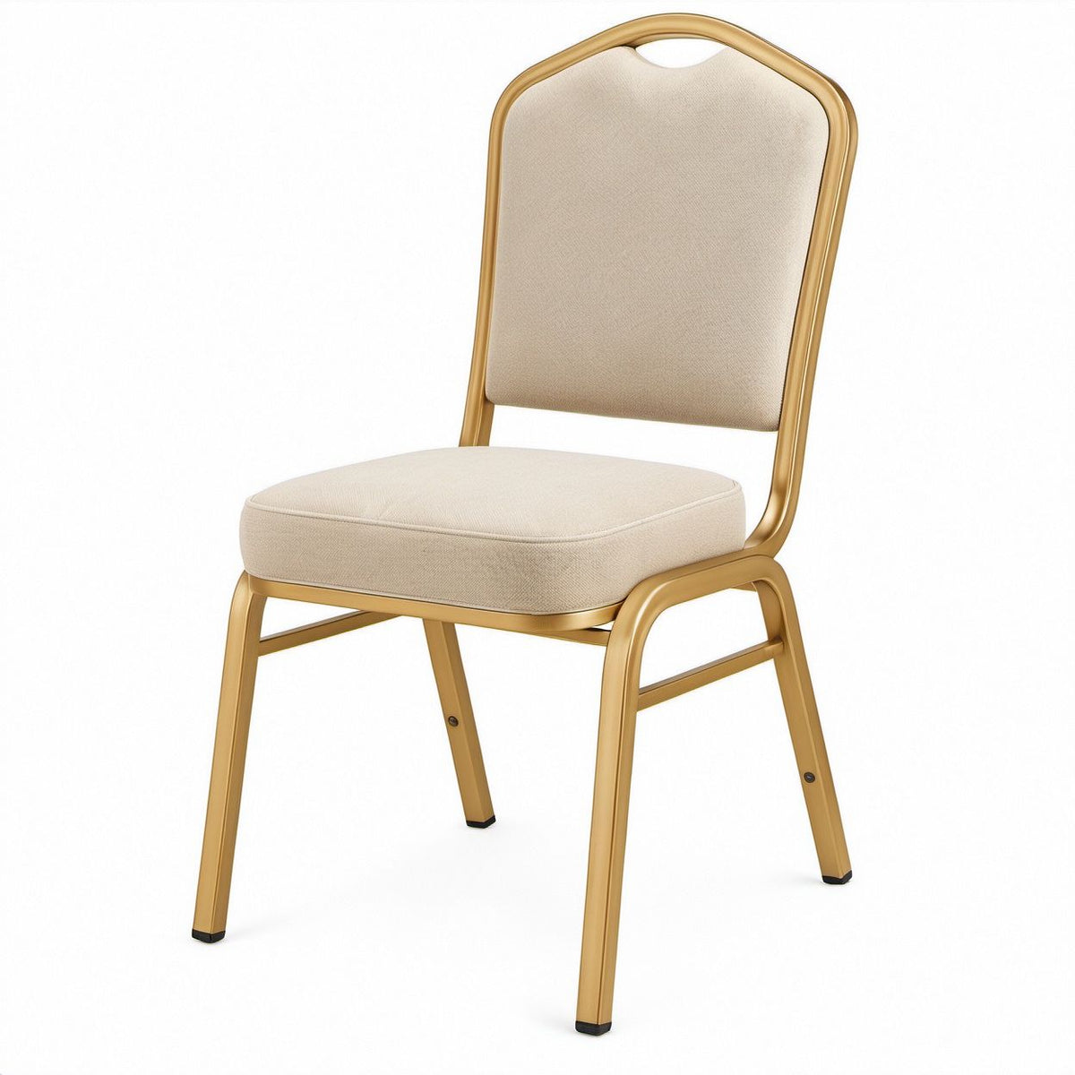 Sedia imbottita beige e oro con schienale arrotondato, 45 x 53 x 88 cm