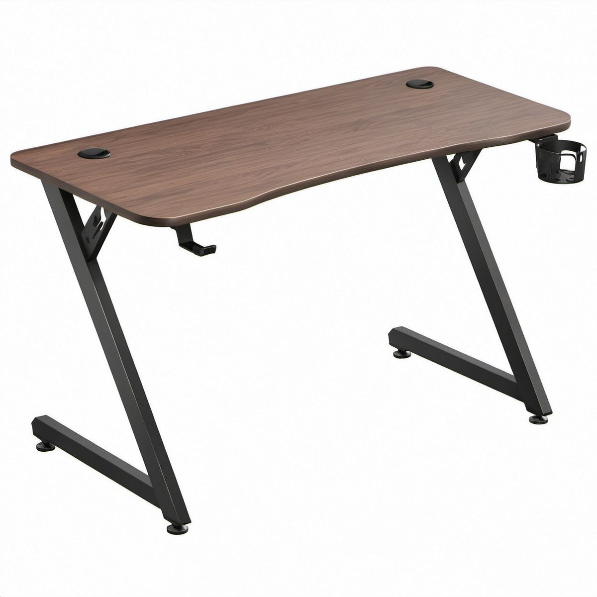 Scrivania gaming 120 x 60 x 75 cm marrone noce e nero con portabicchiere e gancio per cuffie