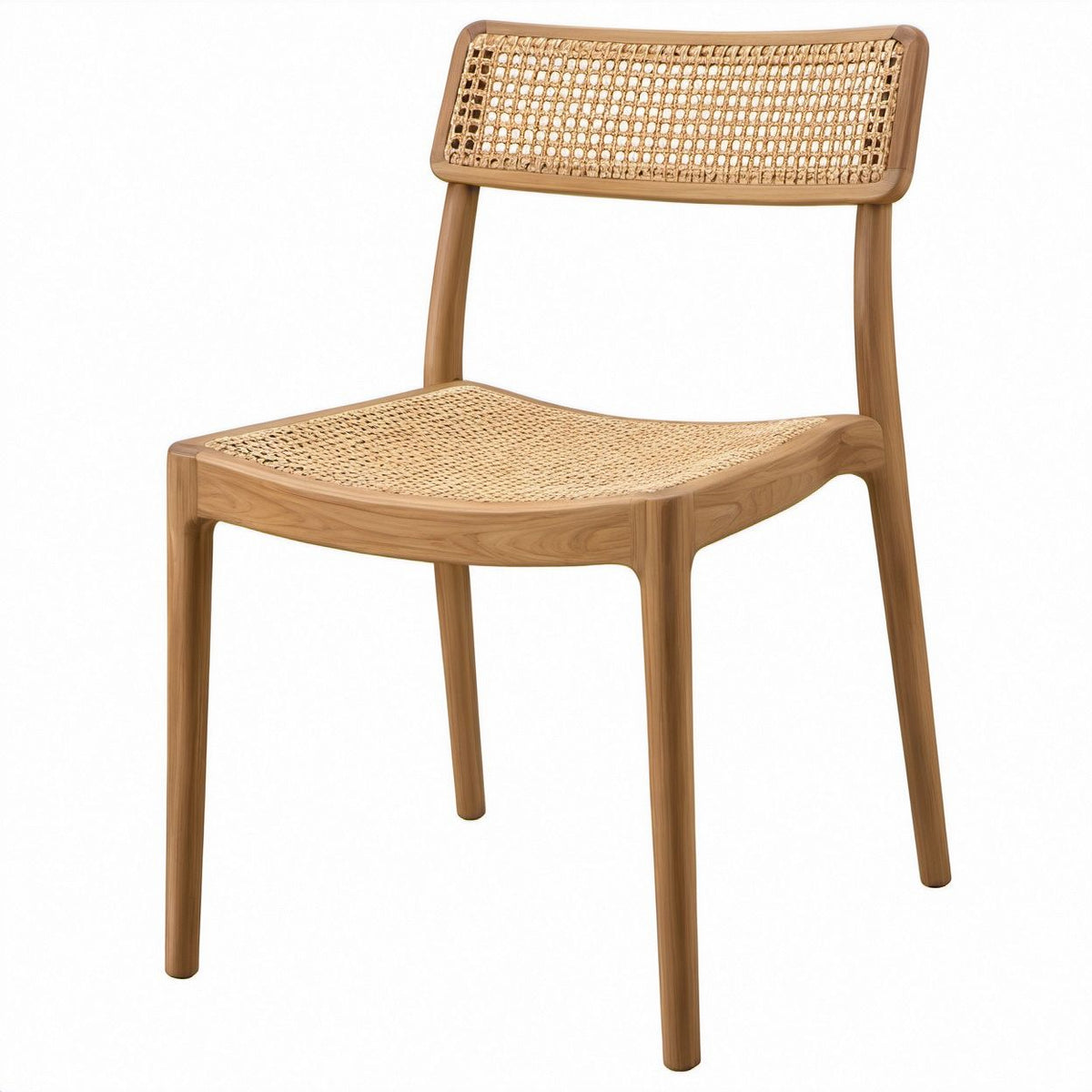 Sedia da pranzo in legno massello di olmo e rattan naturale, 45 x 53 x 82 cm