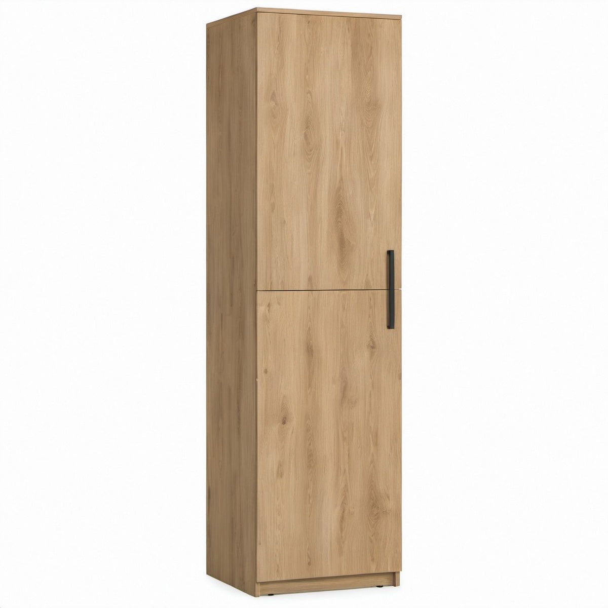 Armadio a 2 ante effetto rovere naturale con maniglia nera 50 x 40 x 180 cm