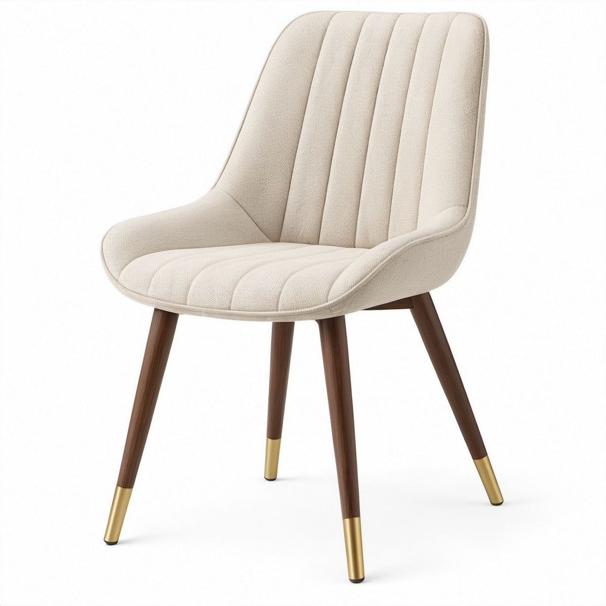 Sedia da pranzo imbottita color crema con gambe in faggio massello, 58 x 62 x 87 cm